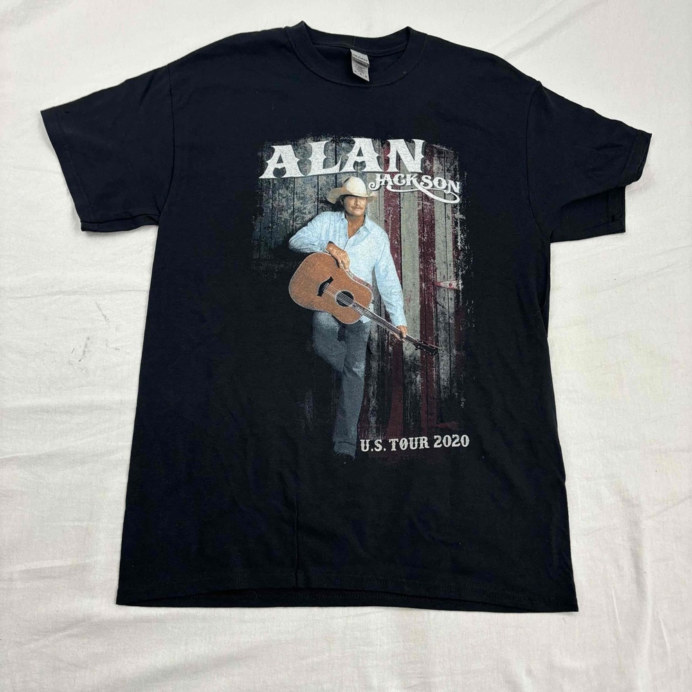 Alan Jackson Unisex Tour T-Shirt Black Graphic Short Sleeve Small